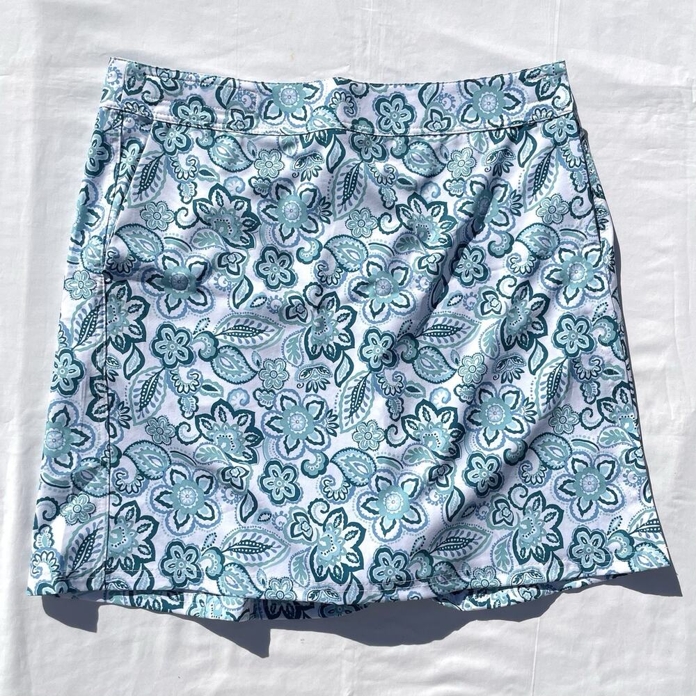 RipSkirt Hawaii Length 2 Seaglass Blue Floral Print Womens Large Wrap